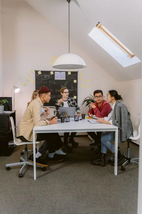 Small team meeting in an office