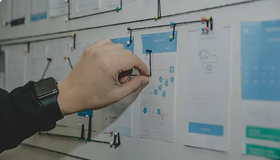 Person planning on a whiteboard